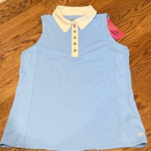 Lilly Pulitzer Light Blue Sleeveless Polo Top NWT